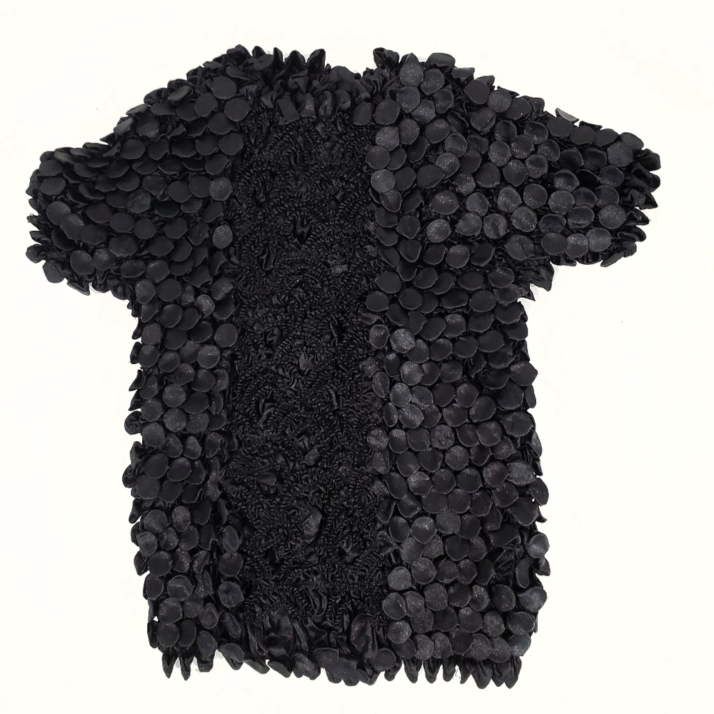 Black Stretchy Textured Short Sleeve Top Size OSFM - Picture 6 of 7